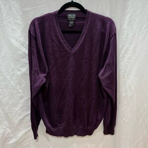 Jos. A. Bank Cotton Sweater L Purple Classic Preppy Layering Natural Academia